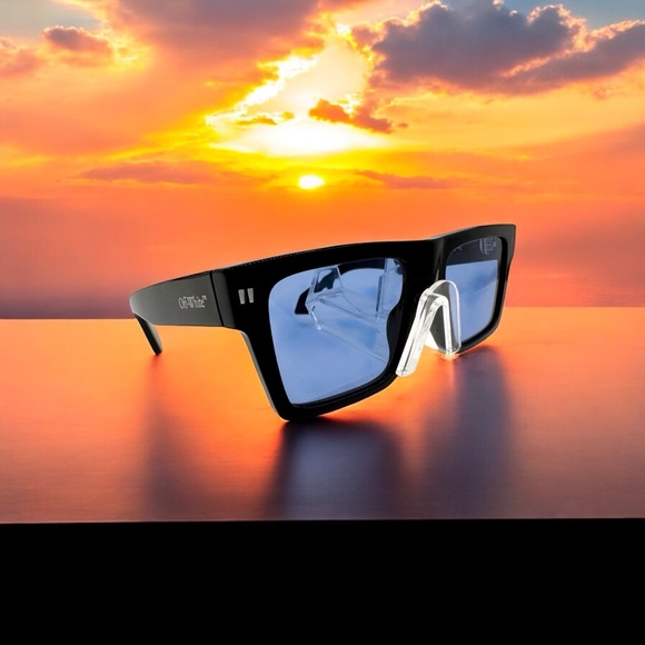 Off-White Black Frames with Blue Lenses Luxury.  #7. - Picture 1 of 11